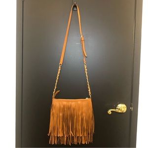 Brown fringe crossbody bag